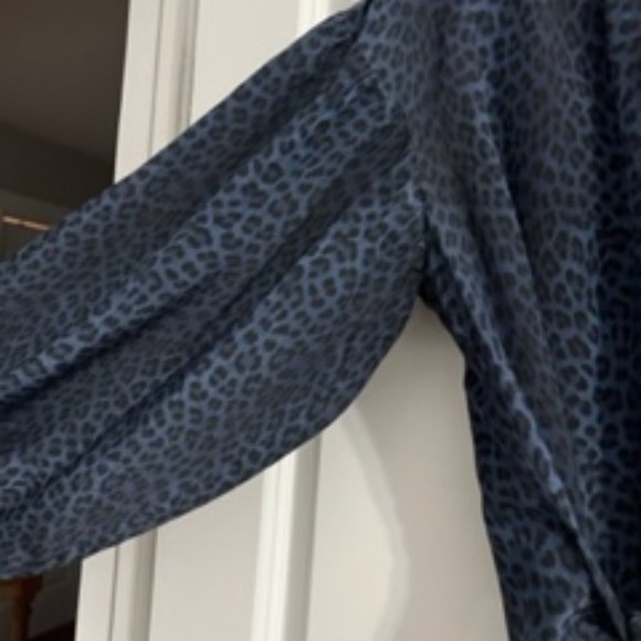 Ramy Brook Blue Leopard Print Wrap Top - Picture 3 of 3